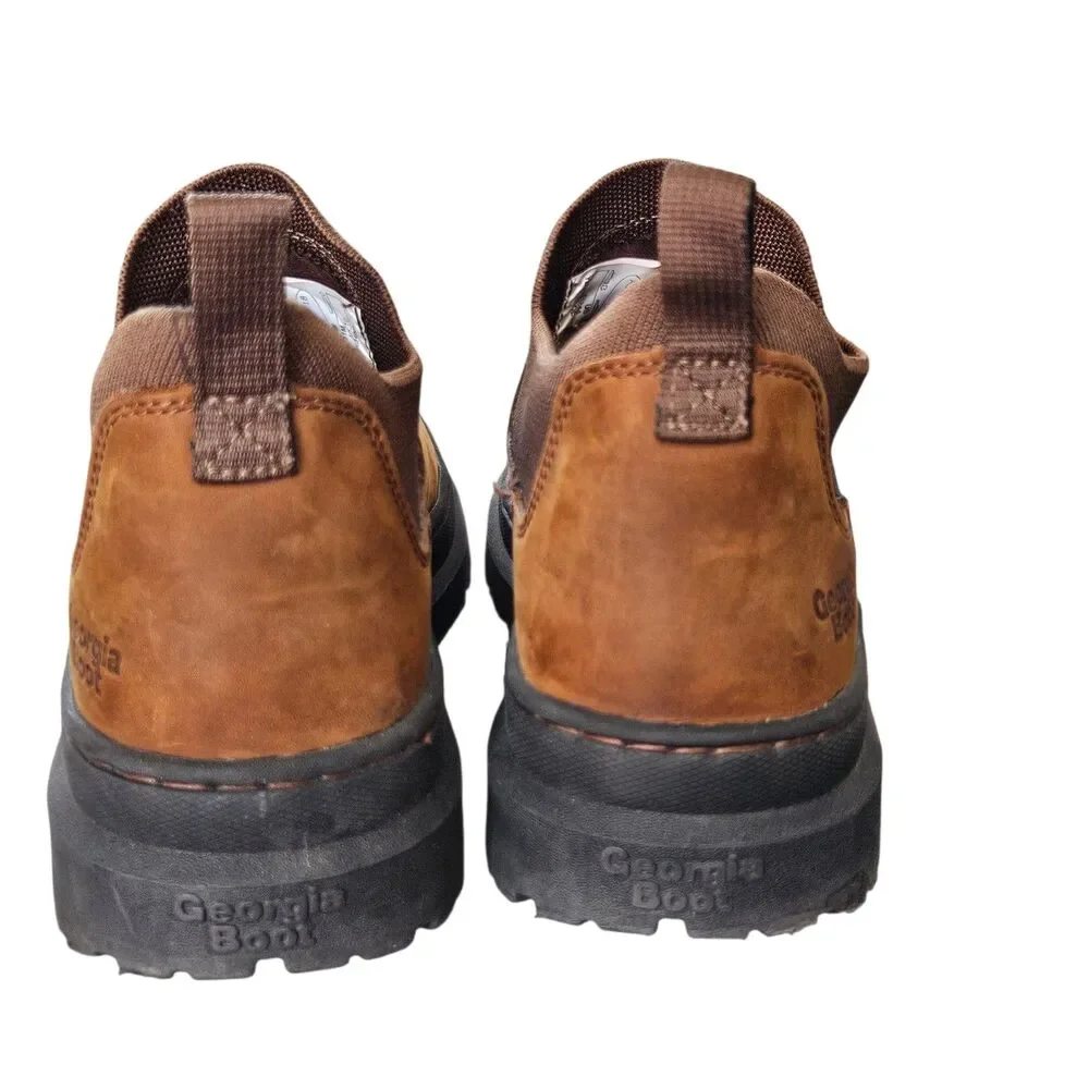 Georgia Boot Romeo Superlyte Mens 11 Brown Slip On Work Shoes Soft Toe Leather